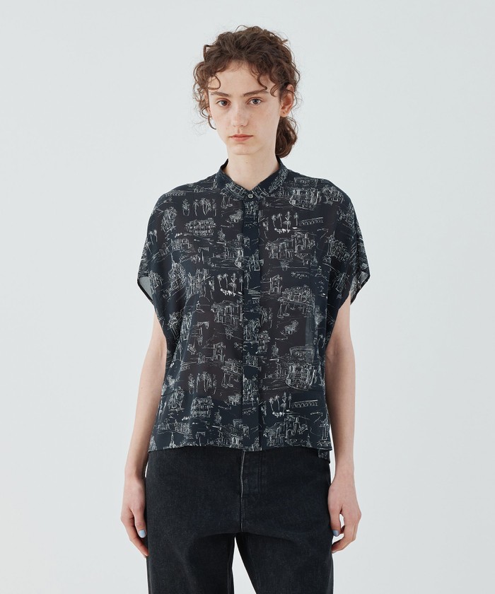 LandScapeシルクストレッチ スタンドネックボックス