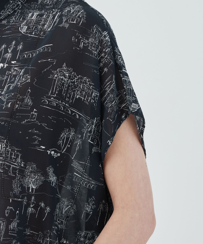 LandScapeシルクストレッチ スタンドネックボックス
