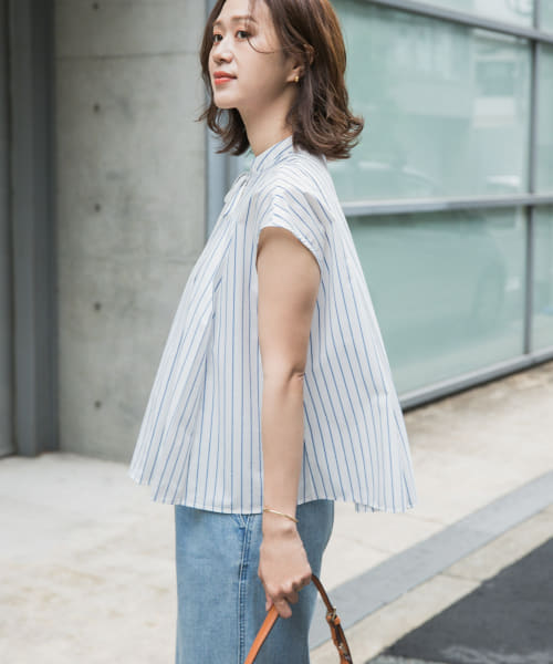 セール 30%OFF】ストライプリボンフレアフレンチブラウス