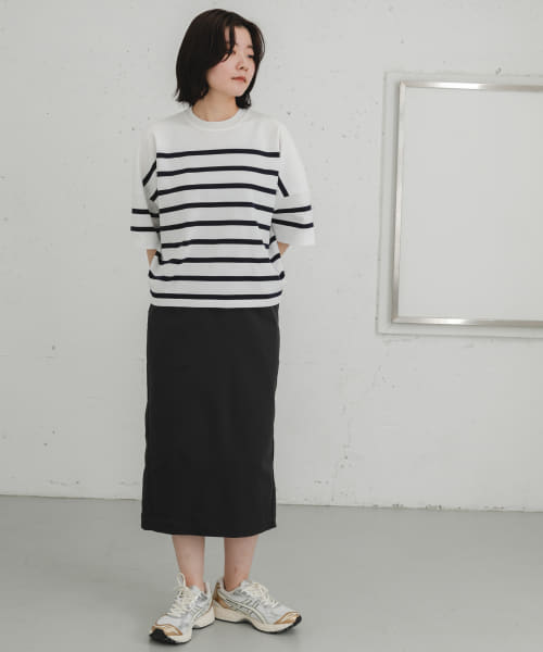 ナバルボーダーショートスリーブニットTシャツ URBAN RESEARCH DOORS｜ナバルボーダーショートスリーブニットT