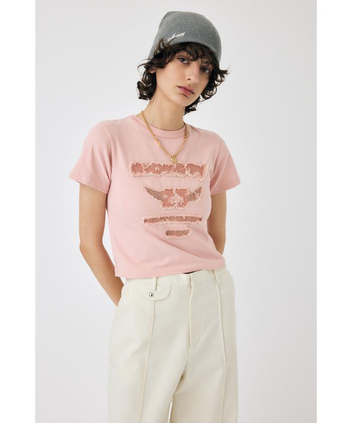 MOUSSY PATCH DENIM 25TH Tシャツ MOUSSY PATCH DENIM 25TH Tシャツ BLK -ファッション通販