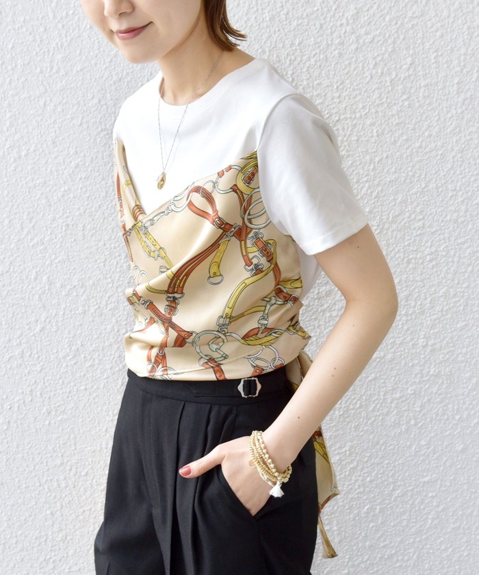 SHIPS for women / シップスウィメン 【WEB限定】〈手洗い可能〉スカーフ コンビ TEE セール】【WEB限定】〈手洗い可能〉スカーフ コンビ TEE
