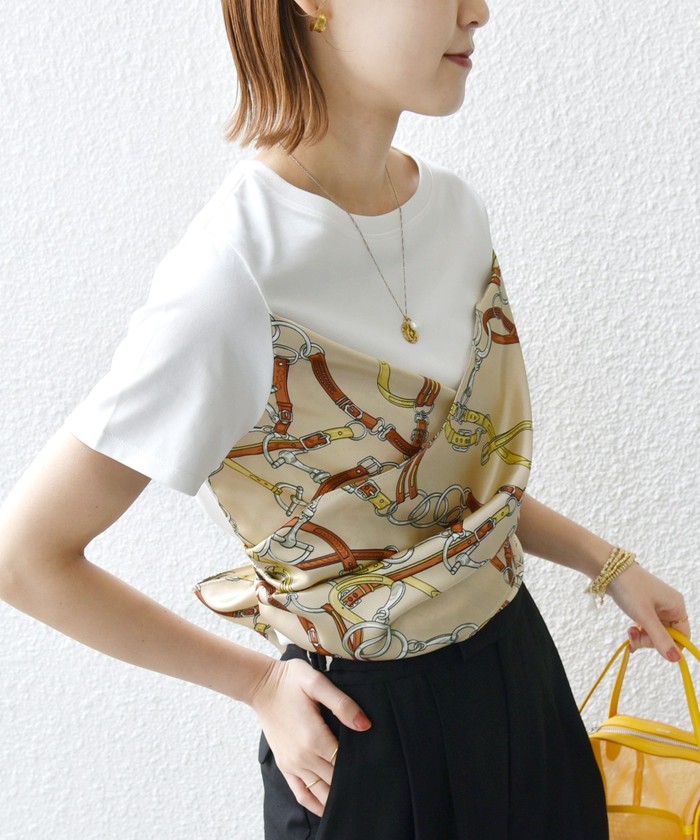 SHIPS for women / シップスウィメン 【WEB限定】〈手洗い可能〉スカーフ コンビ TEE セール】【WEB限定】〈手洗い可能〉スカーフ コンビ TEE