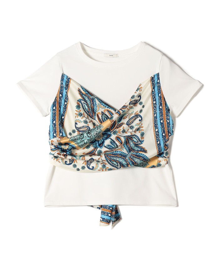 SHIPS for women / シップスウィメン 【WEB限定】〈手洗い可能〉スカーフ コンビ TEE セール】【WEB限定】〈手洗い可能〉スカーフ コンビ TEE