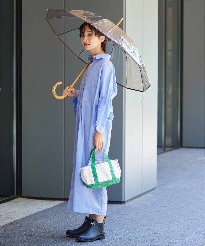 新品未使用 CLEAR UMBRELLA BAMBOO 染み込ん ブルーグレー 傘