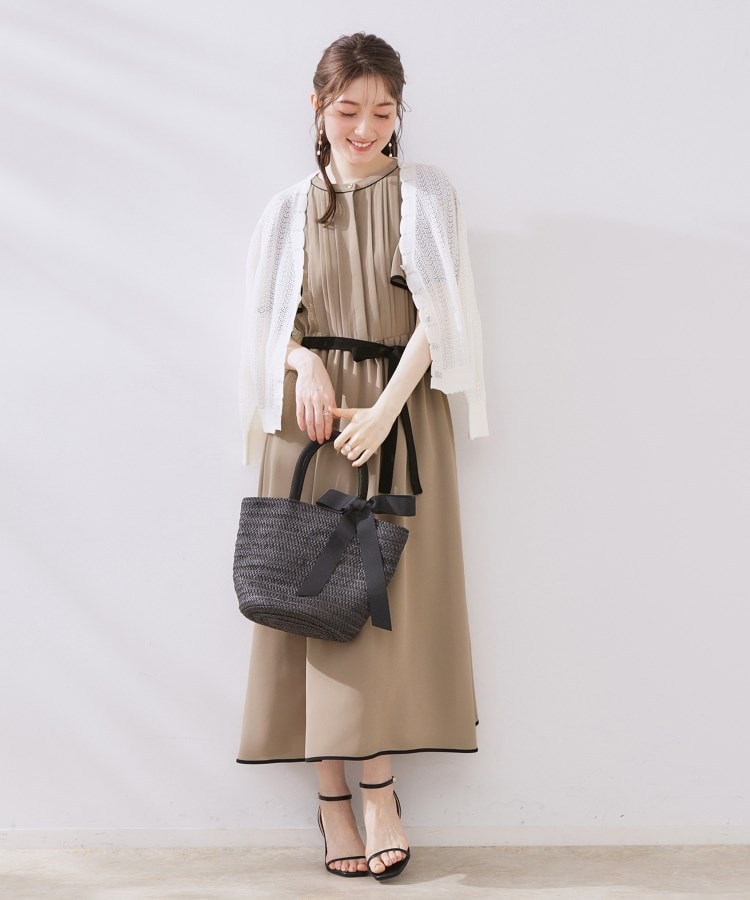 【タグ付き未使用】couture brooch　タックプリーツ配色ワンピース クチュール ブローチ Couture Brooch タックプリーツ配色