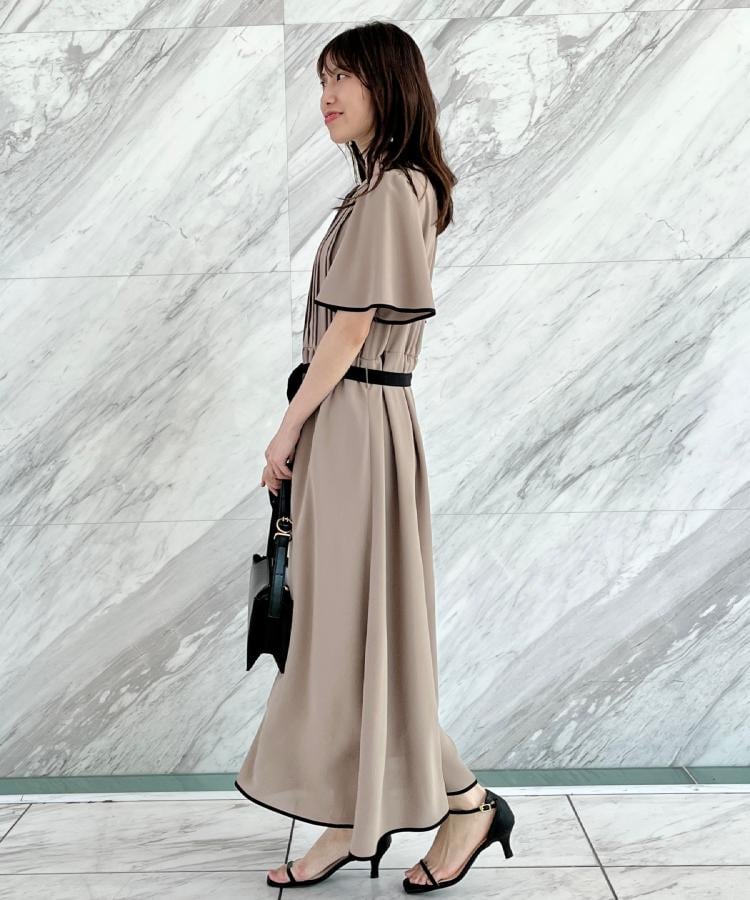 【タグ付き未使用】couture brooch　タックプリーツ配色ワンピース クチュール ブローチ Couture Brooch タックプリーツ配色