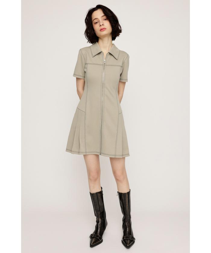 FRONT ZIP SIDE PLEATS ショートワンピース(508176964) | スライ FRONT ZIP SIDE PLEATS ショートワンピース(508176964) | スライ