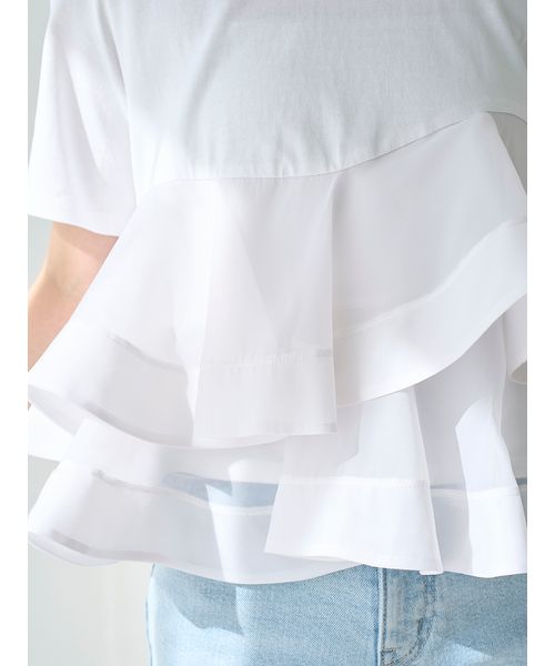 SNIDEL スナイデル 異素材ペプラムTシャツ　新作 異素材ペプラムTシャツ(Tシャツ)｜トップス｜SNIDEL(スナイデル