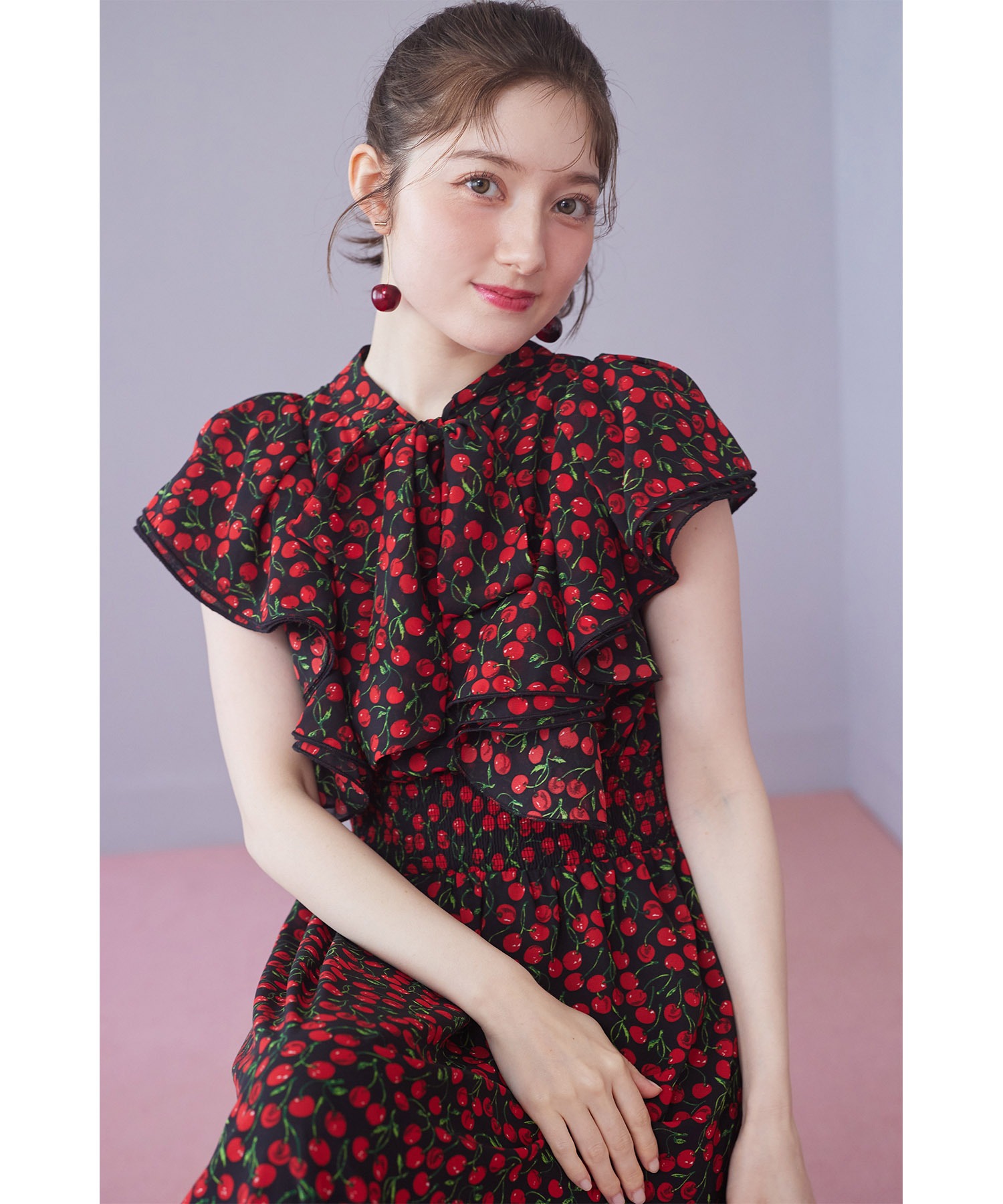 トッコクローゼット tocco closet ボウタイリボン付きラッフル