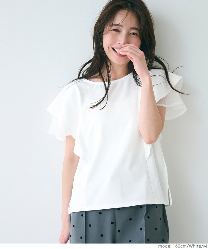 tシャツ フリルチュールレイヤードトップス レディース LAGUNAMOON tシャツ フリルチュールレイヤードトップス