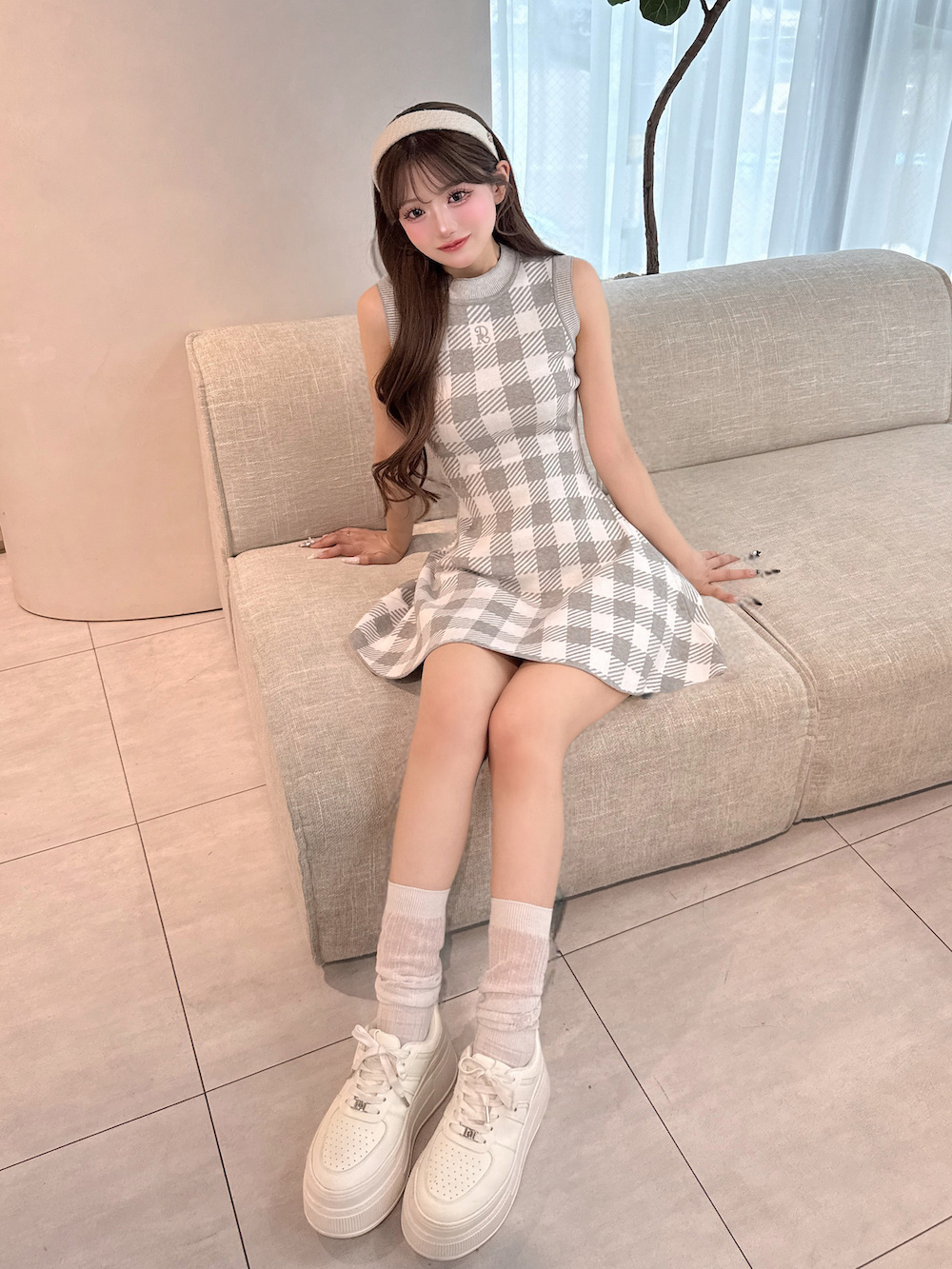 【試着】Darich ダーリッチ DRロゴギンガムニットミニワンピース Free DRロゴギンガムニットミニワンピース – Darich (ダーリッチ)