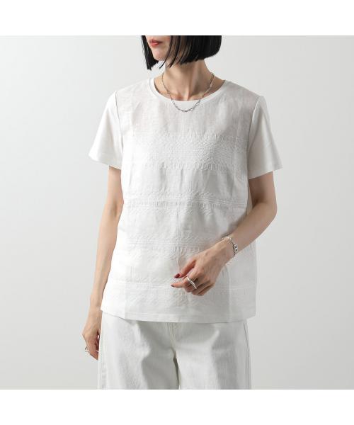 WEEKEND MAX MARA  ウィークエンド マックスマーラ Tシャツ BONDENO ボンデノ レディース 半袖 カットソー ストレッチ リネン×コットン 刺繍 001 ウィークエンド マックスマーラ Weekend Max Mara WEEKEND MAX