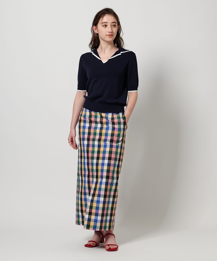 united arrows スカラップ セーラーカラー ショートスリーブニット セール】スカラップ セーラーカラー ショートスリーブニット