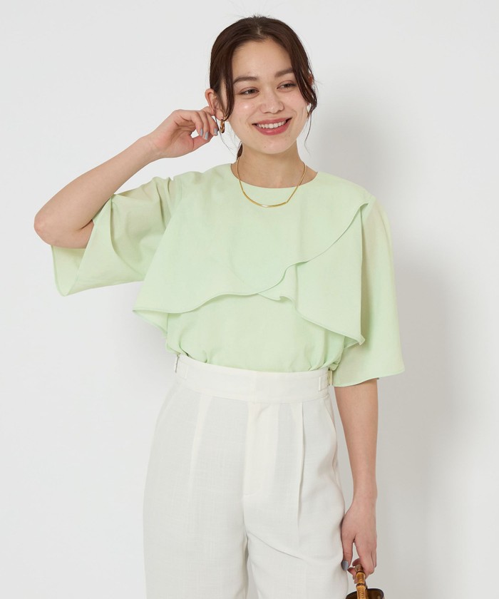 Breeze Cool ケープ ブラウス ―マシンウォッシャブル ベージュ M セール10%OFF】Breeze Cool ケープ ブラウス －マシン