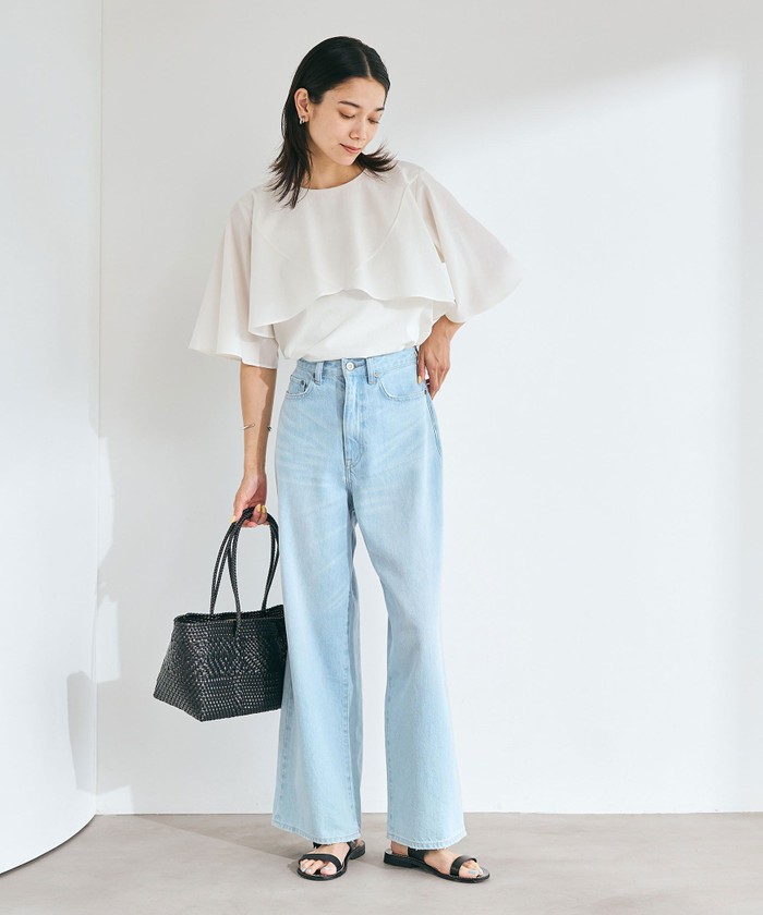 Breeze Cool ケープ ブラウス ―マシンウォッシャブル ベージュ M セール10%OFF】Breeze Cool ケープ ブラウス －マシン