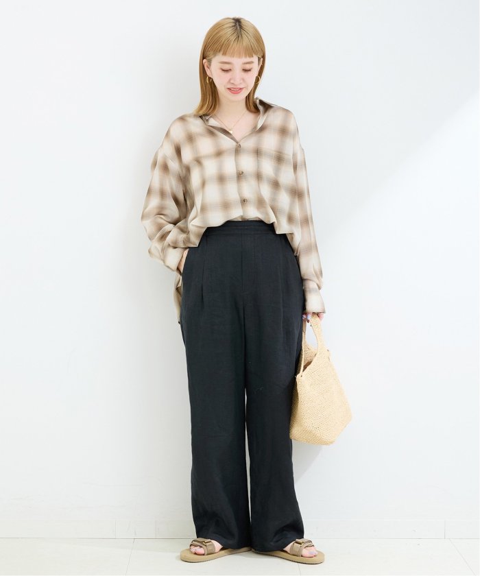 B.CSTOCK手洗い可 / フレンチリネンストレートパンツ 追加5》手洗い可 / フレンチリネンストレートパンツ｜ベーセー