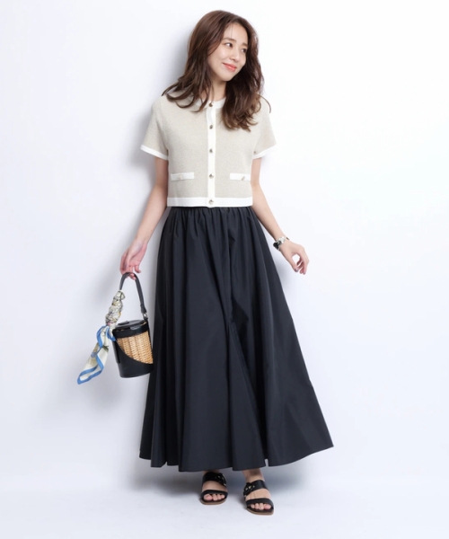 JUSGLITTYシャイニー配色ジャケットカーデ ジャスグリッティー JUSGLITTY シャイニー配色ジャケットカーデ