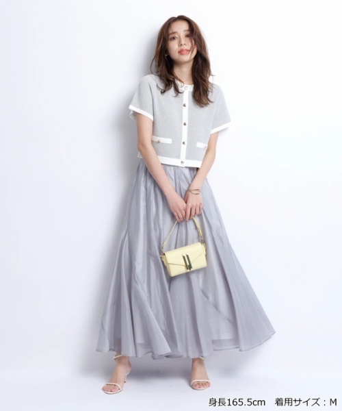 JUSGLITTY シャイニー配色ジャケットカーデ ジャスグリッティー JUSGLITTY シャイニー配色ジャケットカーデ