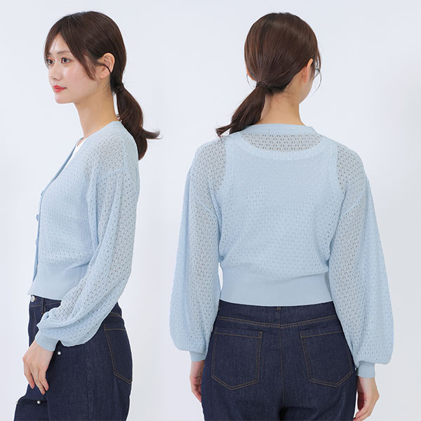 マリークワント MARY QUANT 透かし編みコンパクト カーディガン