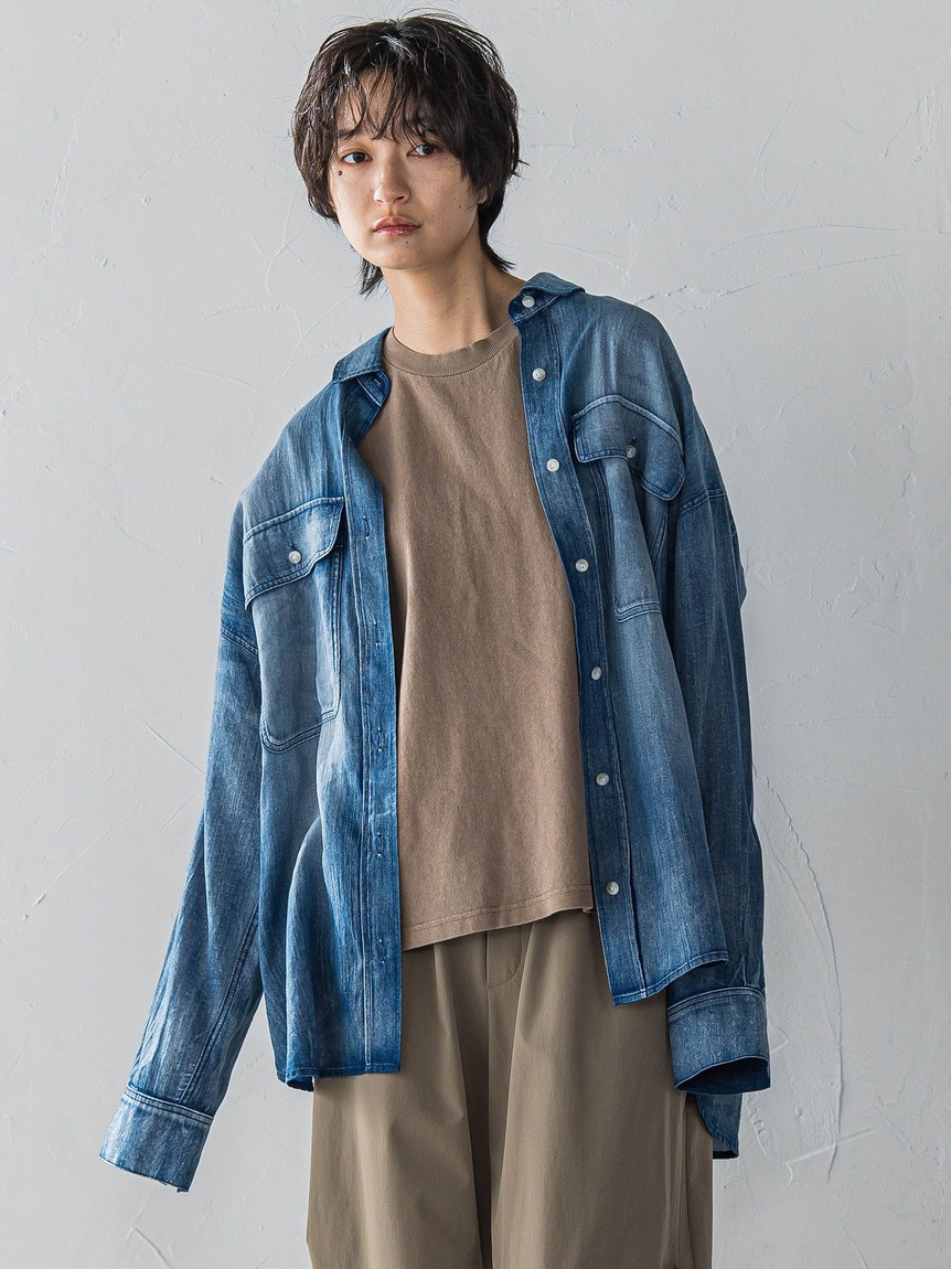 MAYSON GREY / メイソングレイ シアーデニムオーバーシャツ≪洗濯機で洗える≫ シアーデニムオーバーシャツ≪洗濯機で洗える≫ | MAYSON GREY