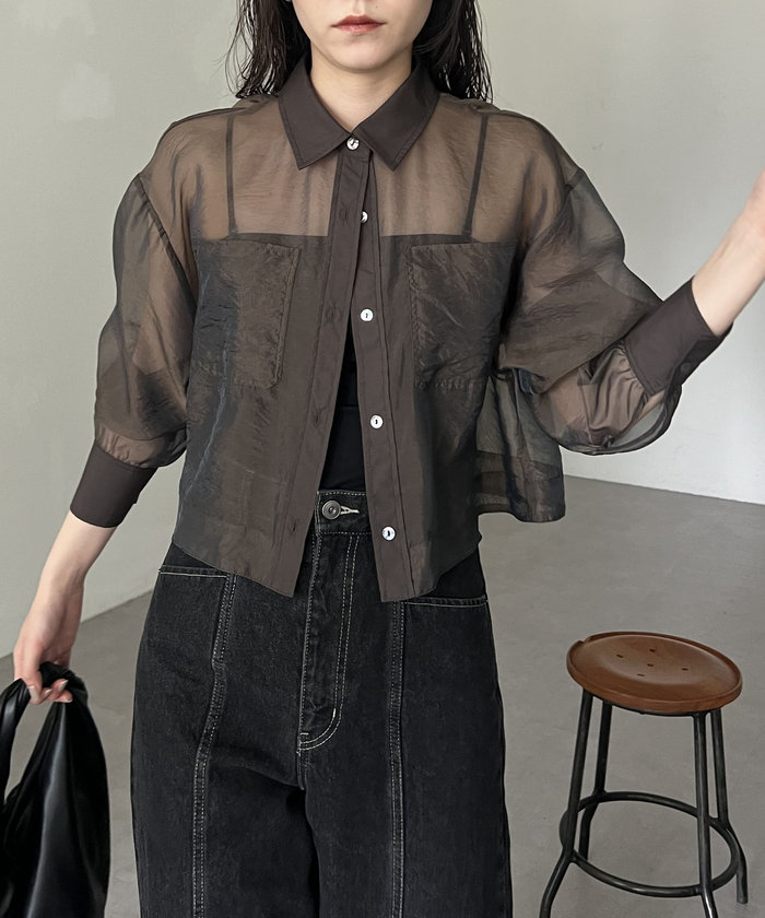 【CAPRICIEUX LE'MAGE】シアーブロッキングブルゾン CAPRICIEUX LE'MAGE（カプリシューレマージュ）の「シアー