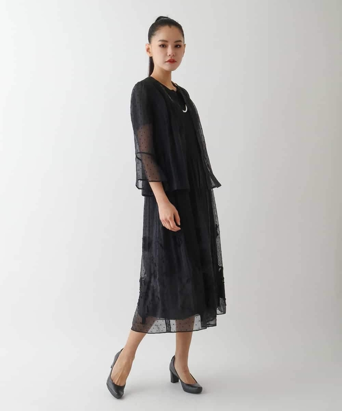 新品タグ付き HIROKO BIS シアーカーディガン 11 B9826 小さいサイズ】立体モチーフショートカーディガン(カーディガン