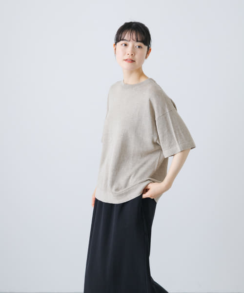 新品 かぐれ リネン半袖クルーネックニット NATURAL カグレ かぐれ リネン半袖クルーネックニット （NATURAL