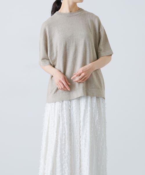 新品 かぐれ リネン半袖クルーネックニット NATURAL リネン半袖クルーネックニット(508198533) | かぐれ(KAGURE) - d
