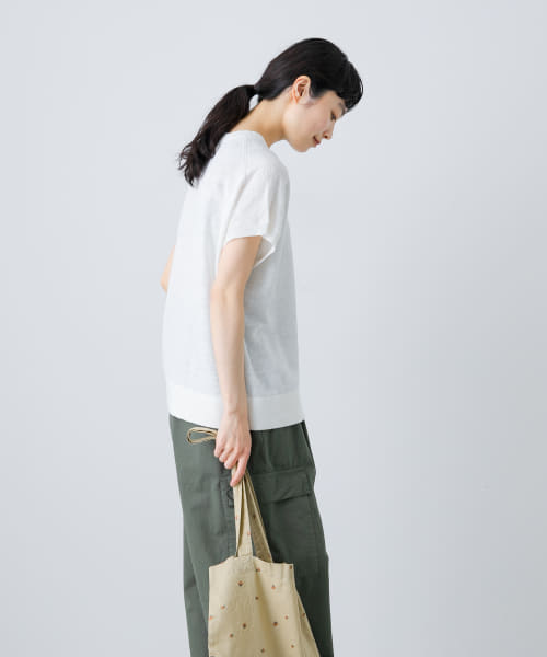 リネンフレンチスリーブニット　かぐれ　ブラック かぐれ｜リネンフレンチスリーブニット | Rakuten Fashion(楽天