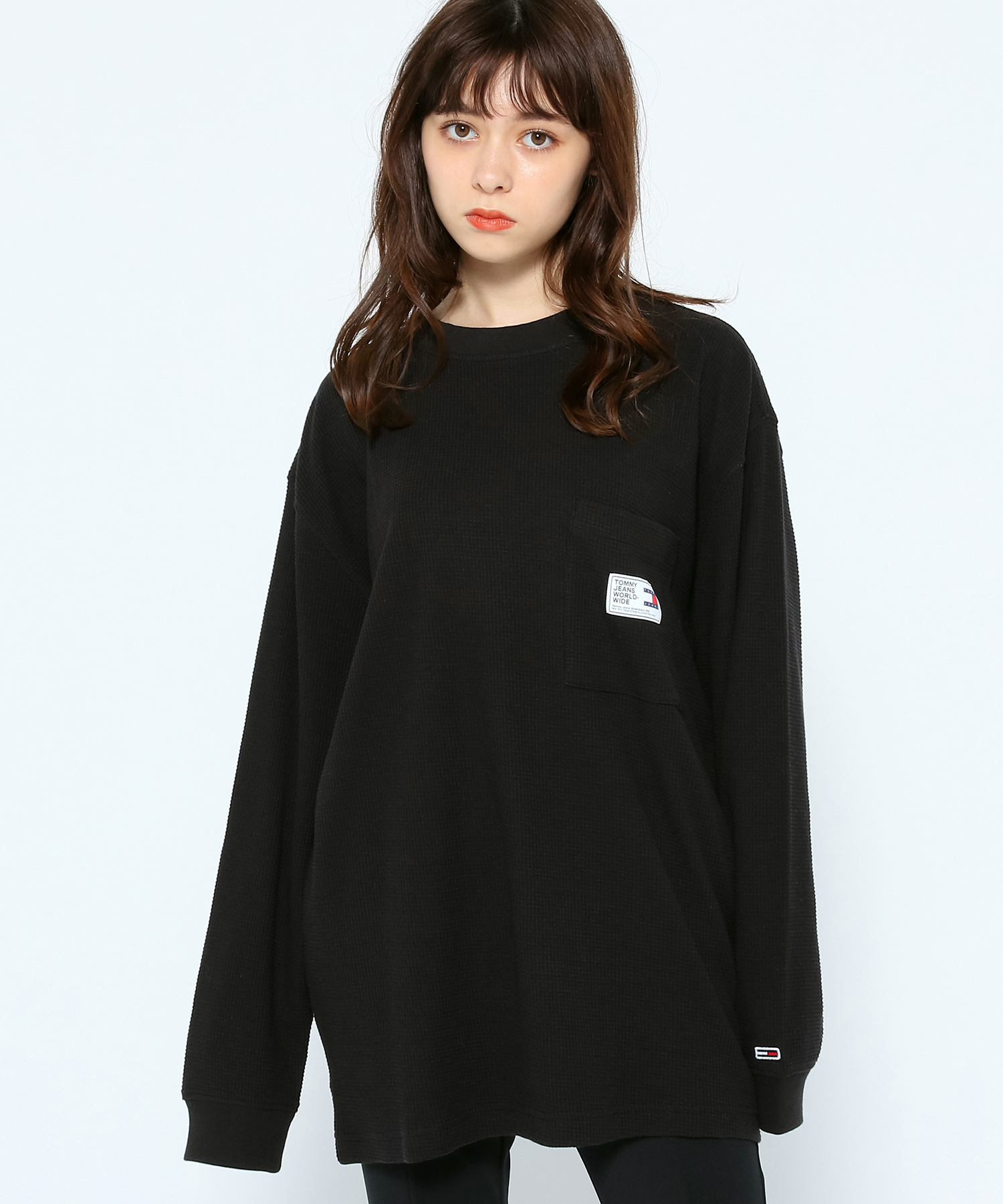 トミージーンズ TOMMY JEANS ワッフルポケットロングスリーブT