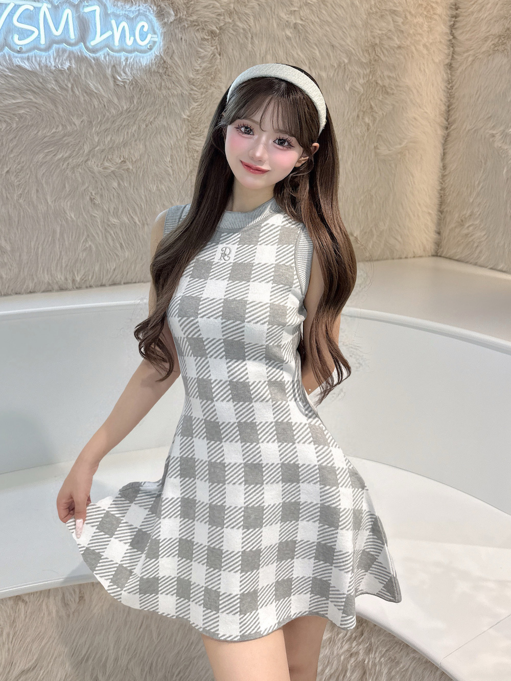 Darich ダーリッチ　DRロゴギンガムニットミニワンピース DRロゴギンガムニットミニワンピース – Darich (ダーリッチ)