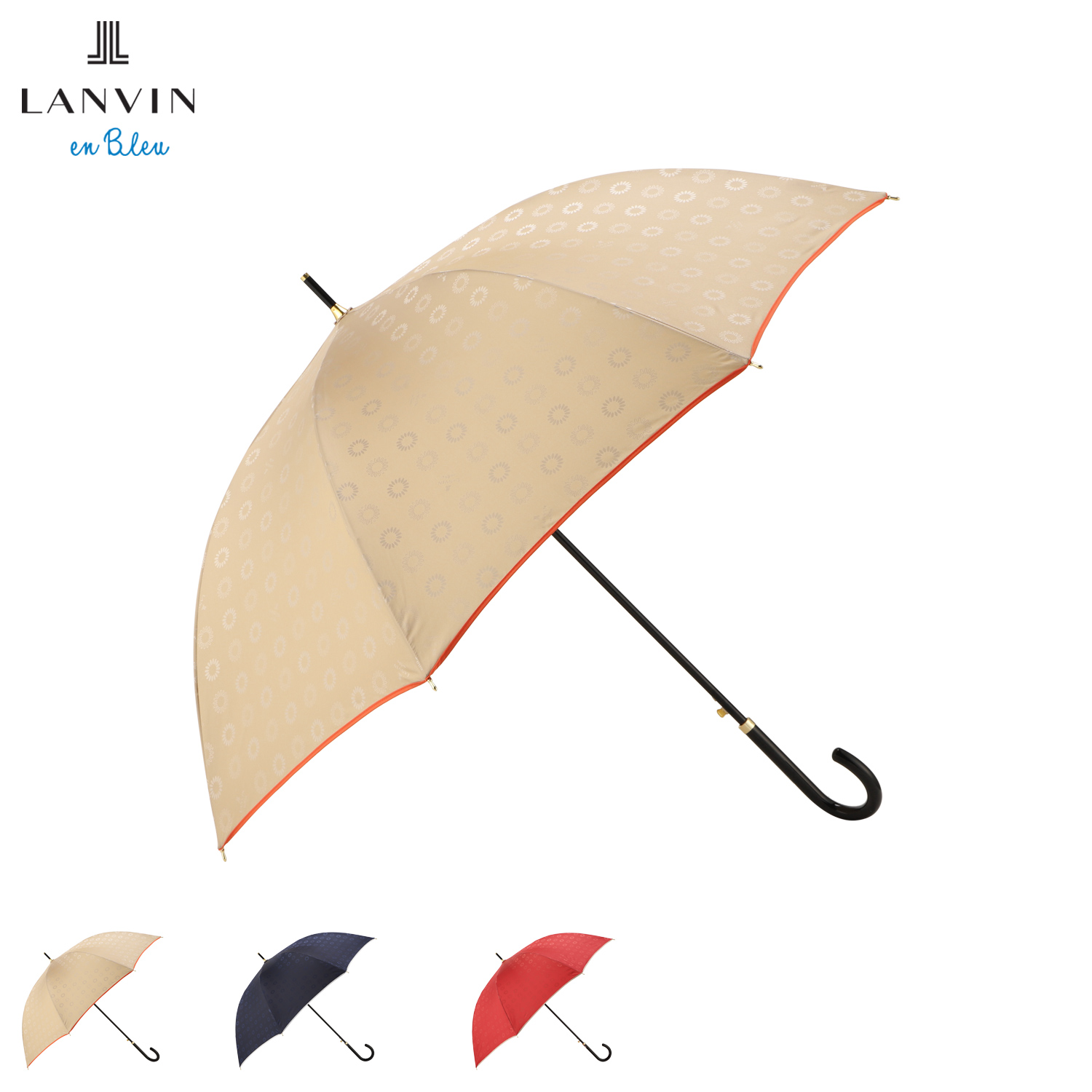 LANVIN 長傘 ネイビー/ベージュ　タグ付き、未使用 LANVIN 長傘 ネイビー/ベージュタグ付き、未使用