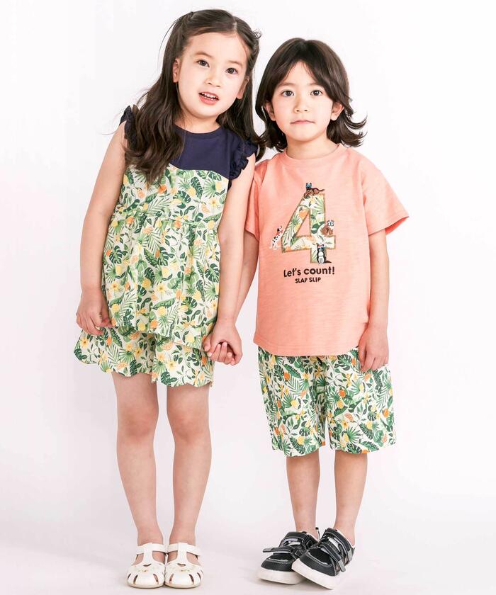 お揃い/接触冷感】総柄ナンバリングカウントパッチTシャツ(80