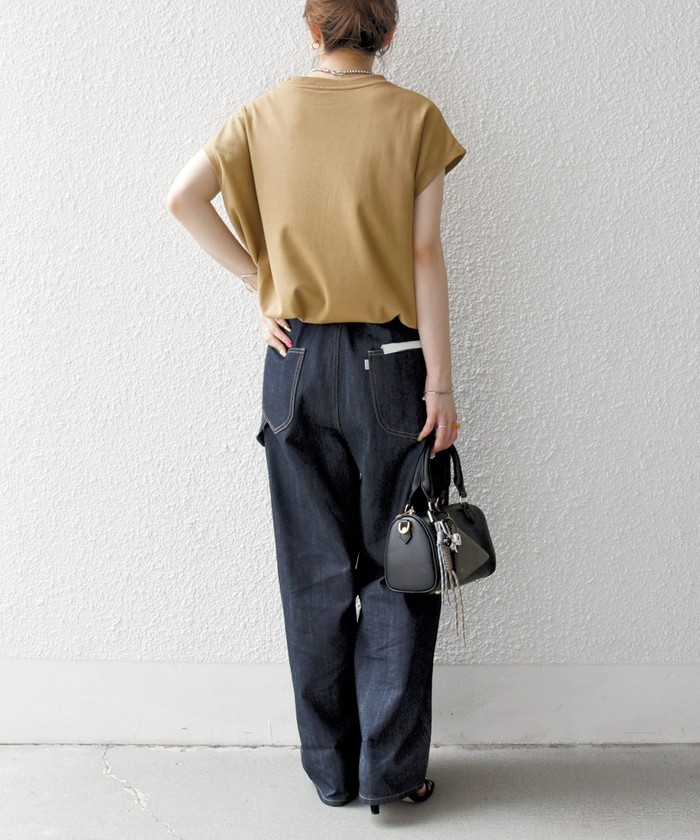 tシャツ SHIPS any:「接触冷感/汗染み防止加工/洗濯機可能」ドロスト フレンチスリーブ TEE レディース SHIPS any:〈接触冷感/汗染み防止加工/洗濯機可能〉ドロスト