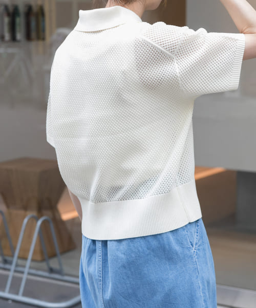 【アーバンリサーチドアーズ】FORK&SPOON　メッシュパターンニットポロシャツ セール】FORK&SPOON メッシュパターンニットポロシャツ