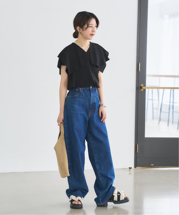 KARIN TAKUBO×LE TALONフリルクロススリングバックサンダル