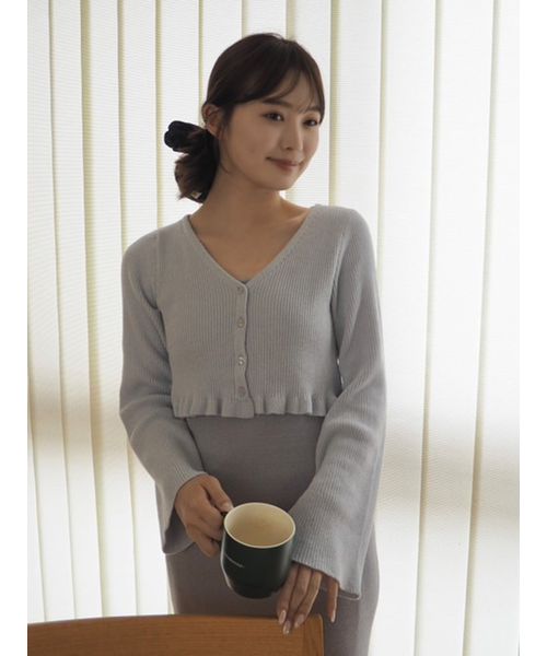 カーディガン×タンクワンピースSET アイボリー FIRST BEAUTY HOME DRESS】カーディガン＆タンクワンピース