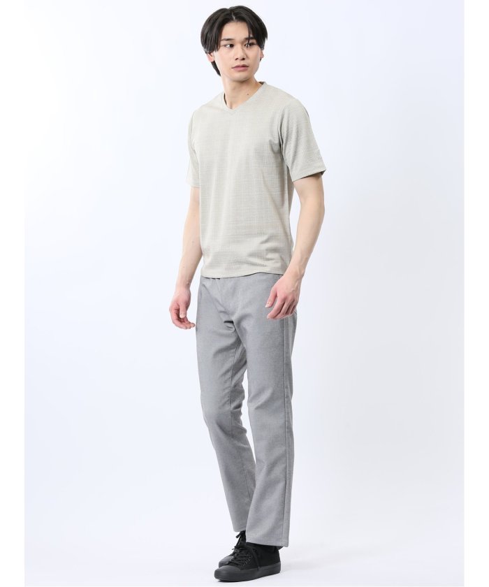 セール】タカキュー TAKA－Q 千鳥ジャガード Vネック半袖Tシャツ