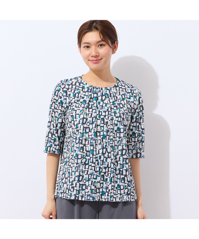 洗える・日本製・セットアップ可能】幾何柄Tシャツ(508213992