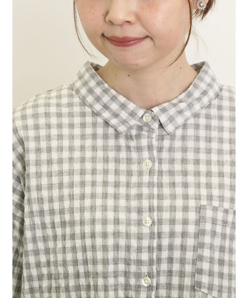 チェックタックビスチェ×シャツSET(M CHARCOAL GRAY