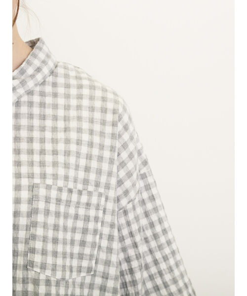 チェックタックビスチェ×シャツSET(M CHARCOAL GRAY