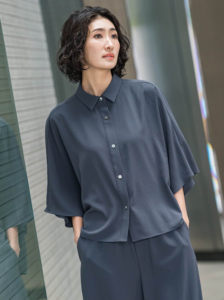 無料クーポン配布 アプリ ラ キレリシャツブラウス≪洗濯機で洗える la.f… エフ Tシャツ(半袖/袖なし)