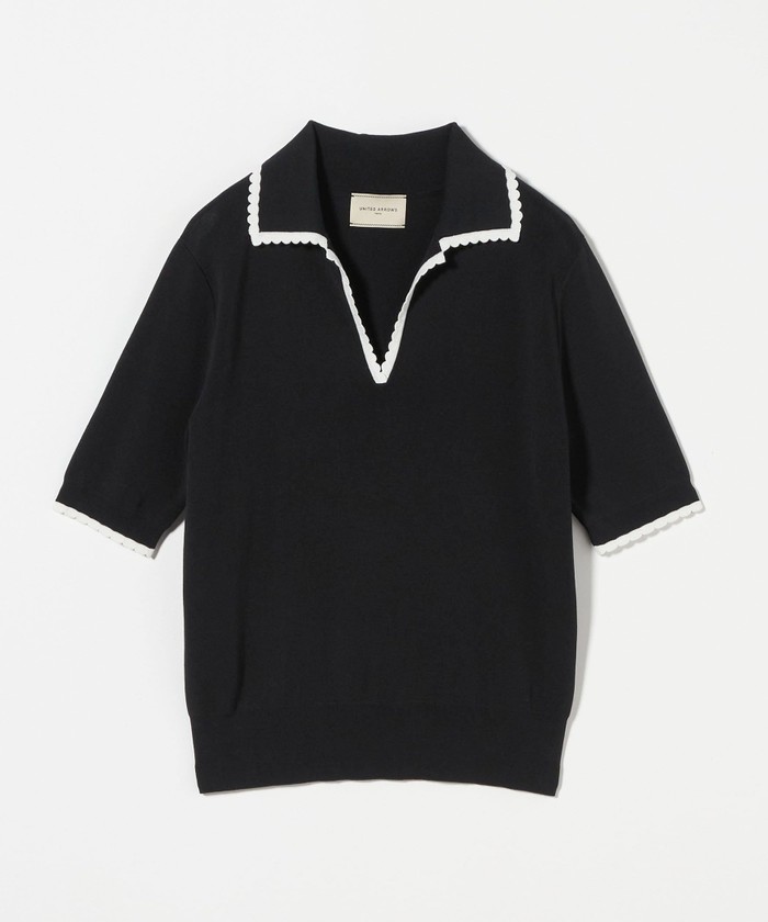 united arrows スカラップ セーラーカラー ショートスリーブニット セール】スカラップ セーラーカラー ショートスリーブニット