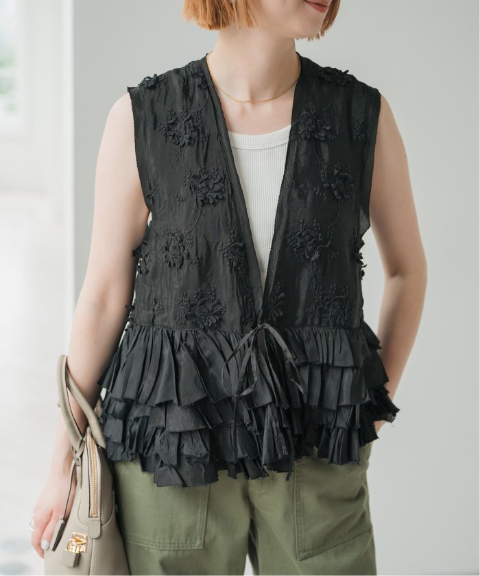crinkle crinkle crinkle Frill rayon shantung vest(508217787
