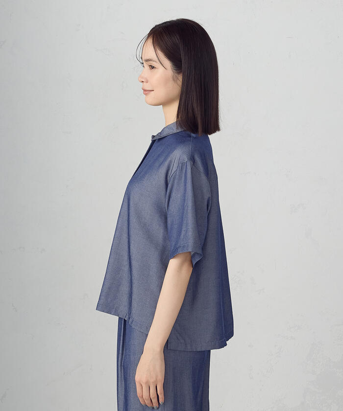 【セットアップ対応】デニムライクシャンブレー ショートスリーブシャツ COMME CA ISM｜【セットアップ対応】デニムライクシャンブレー
