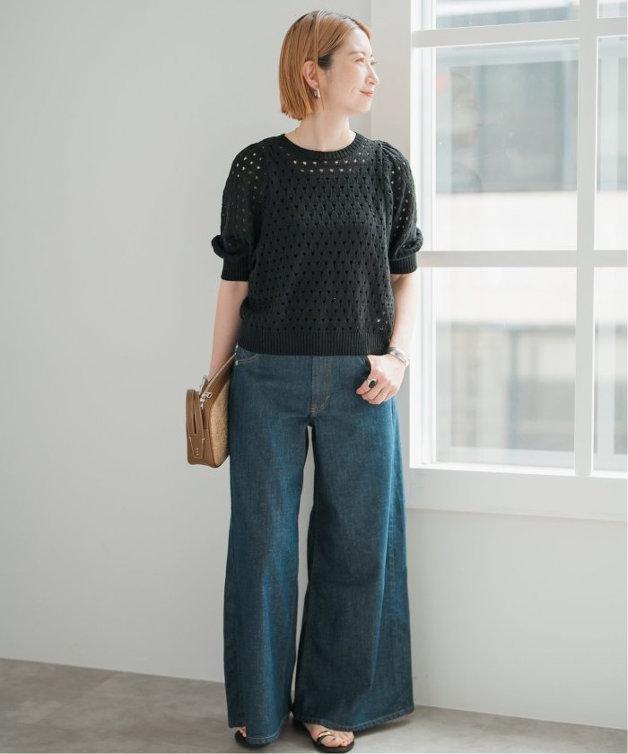 スピックアンドスパン カシミア100% パフスリーブニット