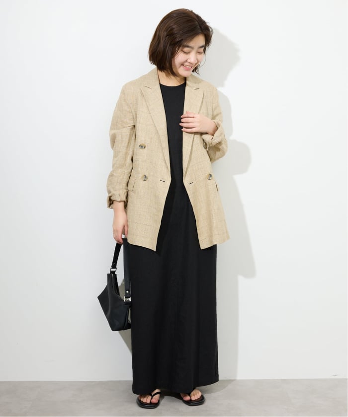 WEB限定/追加予約》リネンレーヨンノースリーブナローワンピース