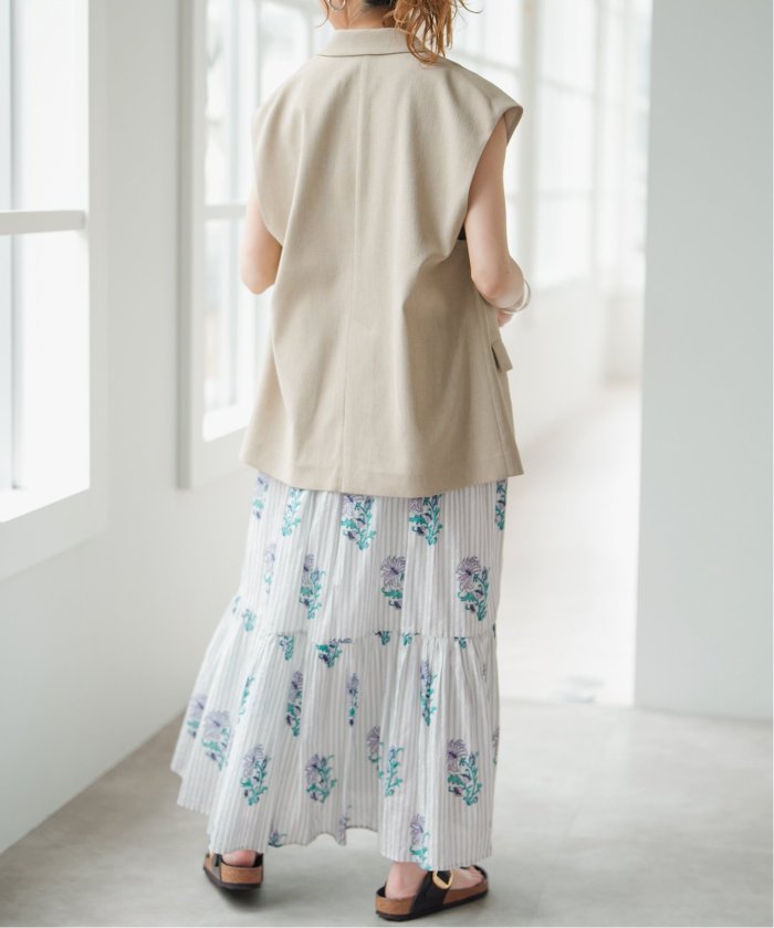 お値段交渉可‼️ヌキテパ COTTON JACQUARD LILY PRIN❤️ Cotton Jacquard Lily Print Shirring Dress | Pasand by ne