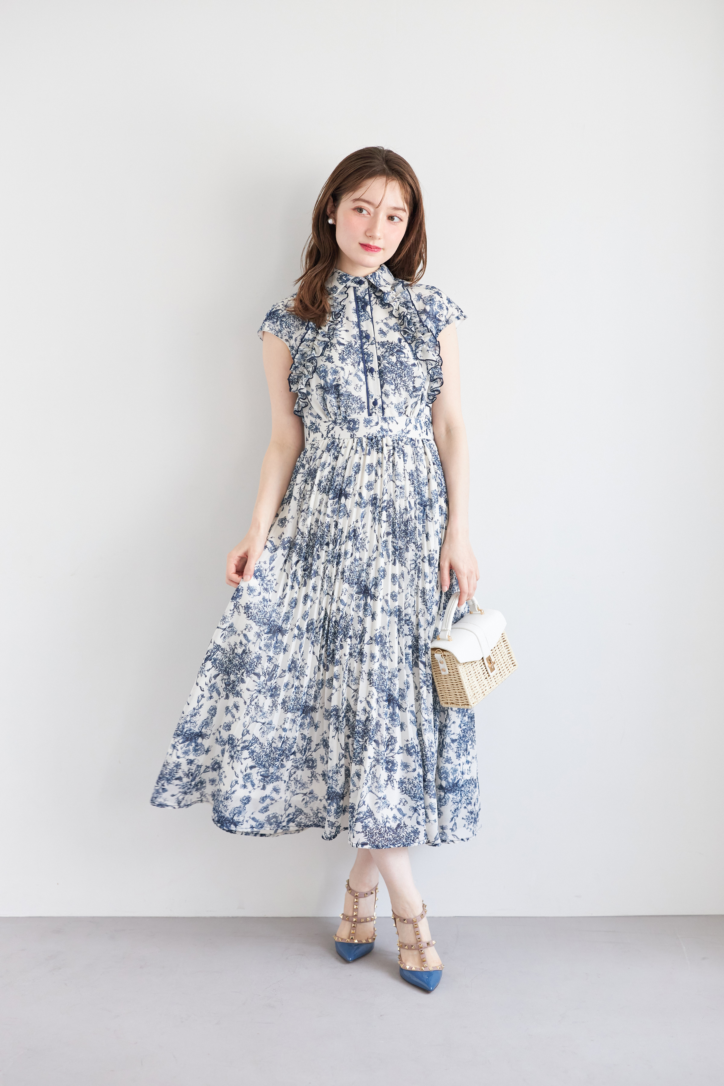 トッコクローゼット tocco closet フリル付きフラワープリント